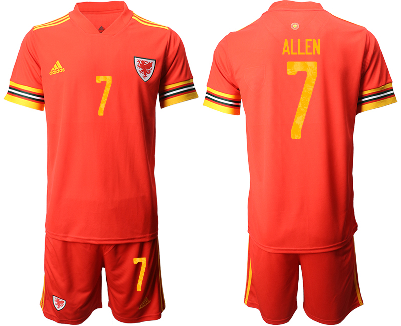 Men 2021 European Cup Welsh home red #7 Soccer Jersey-0
